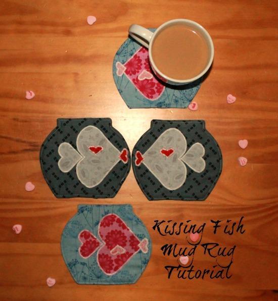 Give a kissing fish mug rug to a friend for Valentine's Day