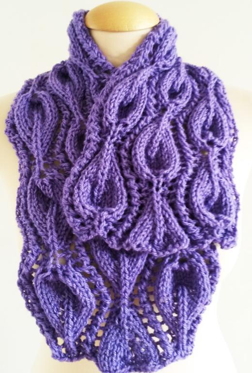 Leaf Lilac Scarf Cowl Knitting Pattern