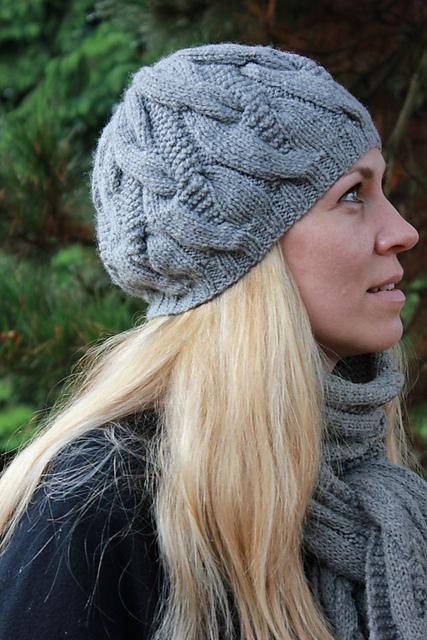 Hat and Scarf with Cables FREE Knitting Pattern