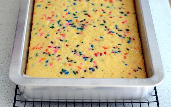 Baked Funfetti Cake in the Pan