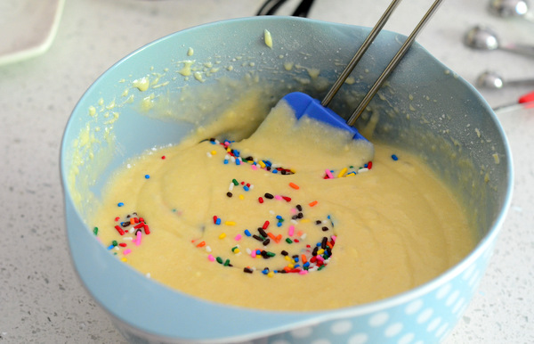 Folding in Funfetti Sprinkles