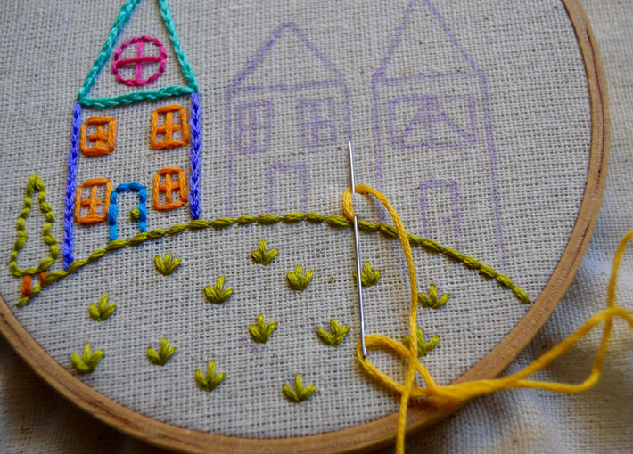 chain stitch a house