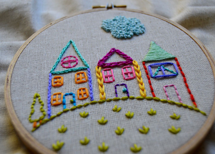how to embroider houses
