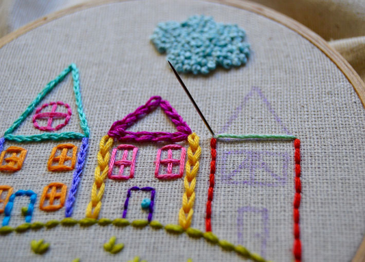 how to satin stitch a roof