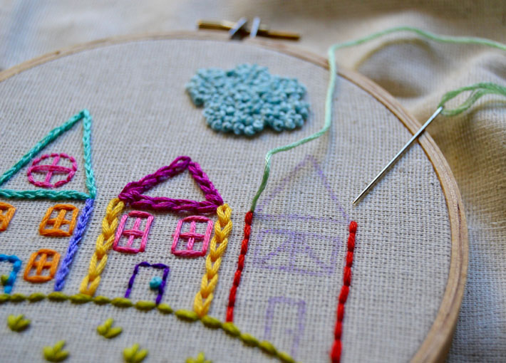 satin stitch house