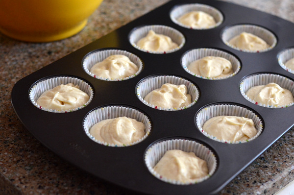 Cupcake Pan Filled with Vanilla Cake Batter