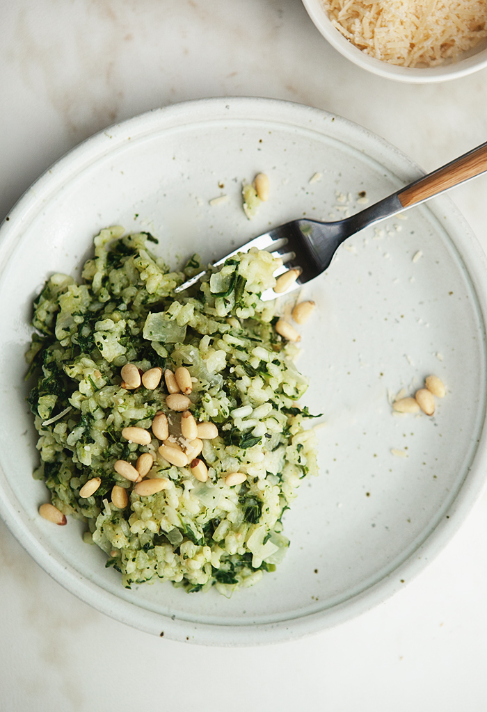 Healthy Risotto Recipe : Pesto Risotto With Pine Nuts