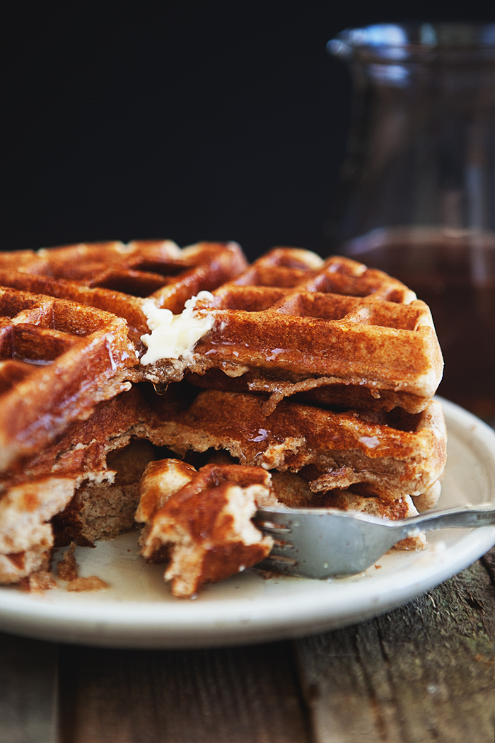 Plate of Waffles Topped With A Homemade Maple Syrup Recipe