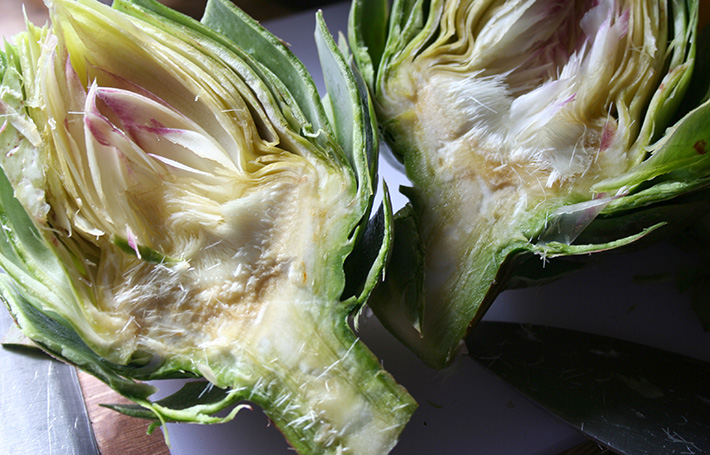 Artichoke cut in half