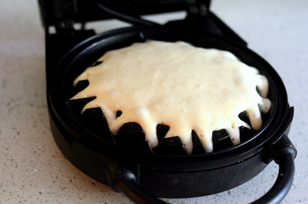 Belgian Waffle Batter on Waffle Iron