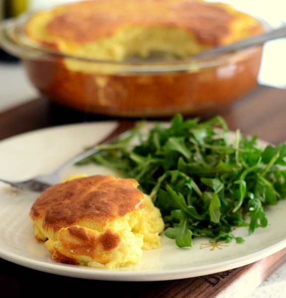 Cheese Soufflé with Arugula Salad