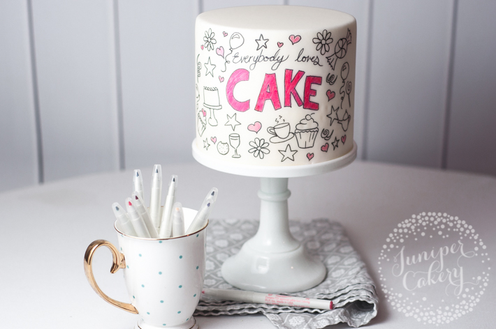 Cute and quick doodle cake tutorial by Juniper Cakery