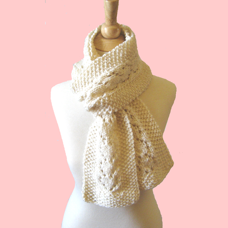 Heart Lace Knit Scarf Knitting Pattern