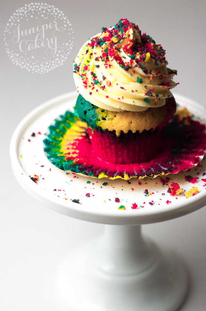 Easy rainbow layer cupcake tutorial