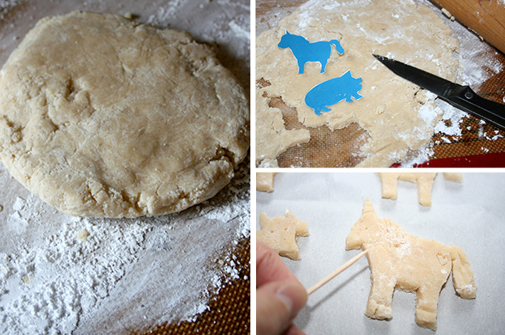 Rolling and cutting DIY animal crackers