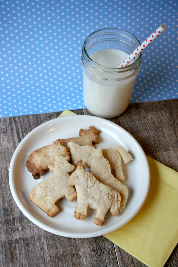 Plate of Homemade Animal Crackers and Glass of Milk