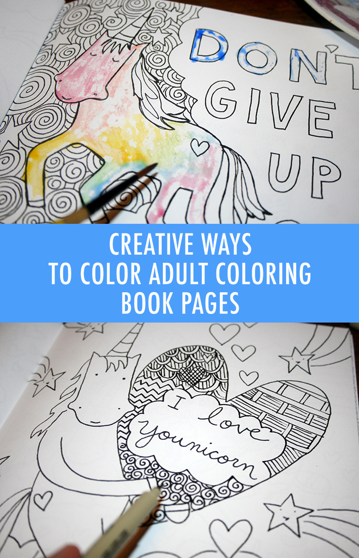 Creative ways to color in adult coloring book pages