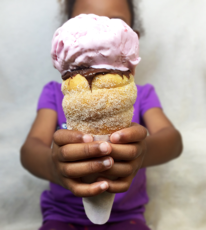 donut ice cream cone close up