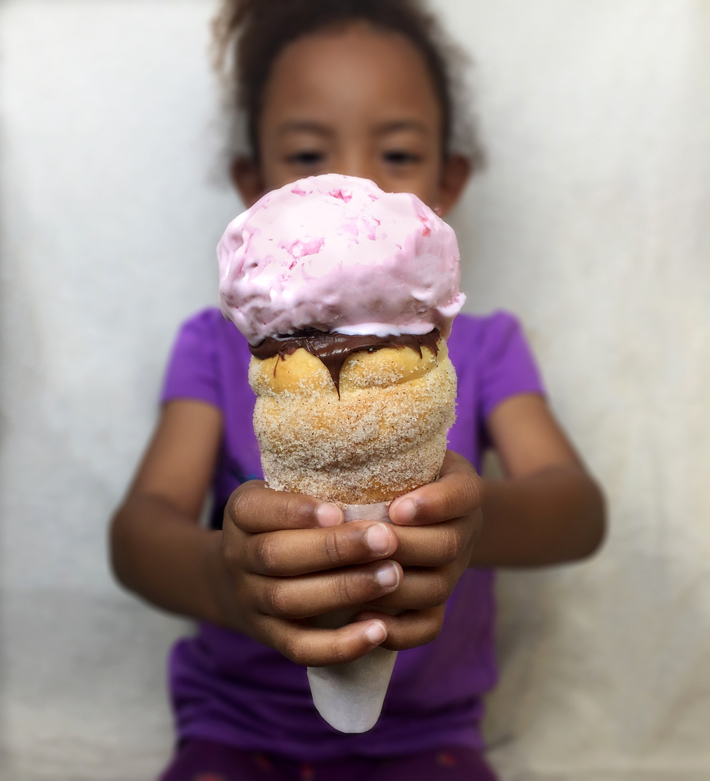 Donut ice cream cone