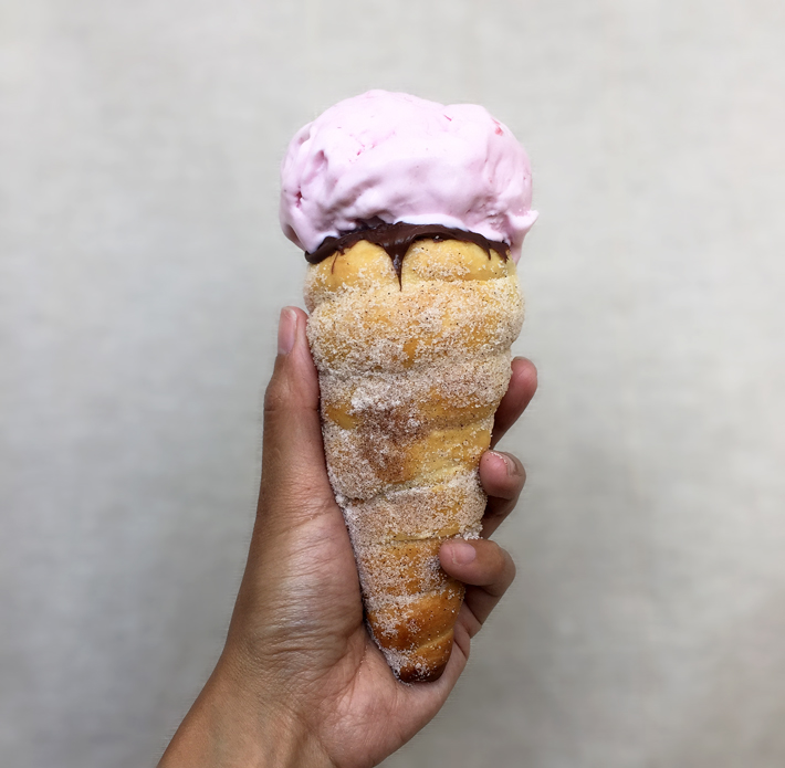 homemade donut ice cream cone