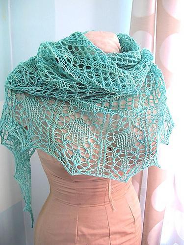 Glam Shells Knit Lace Shawl