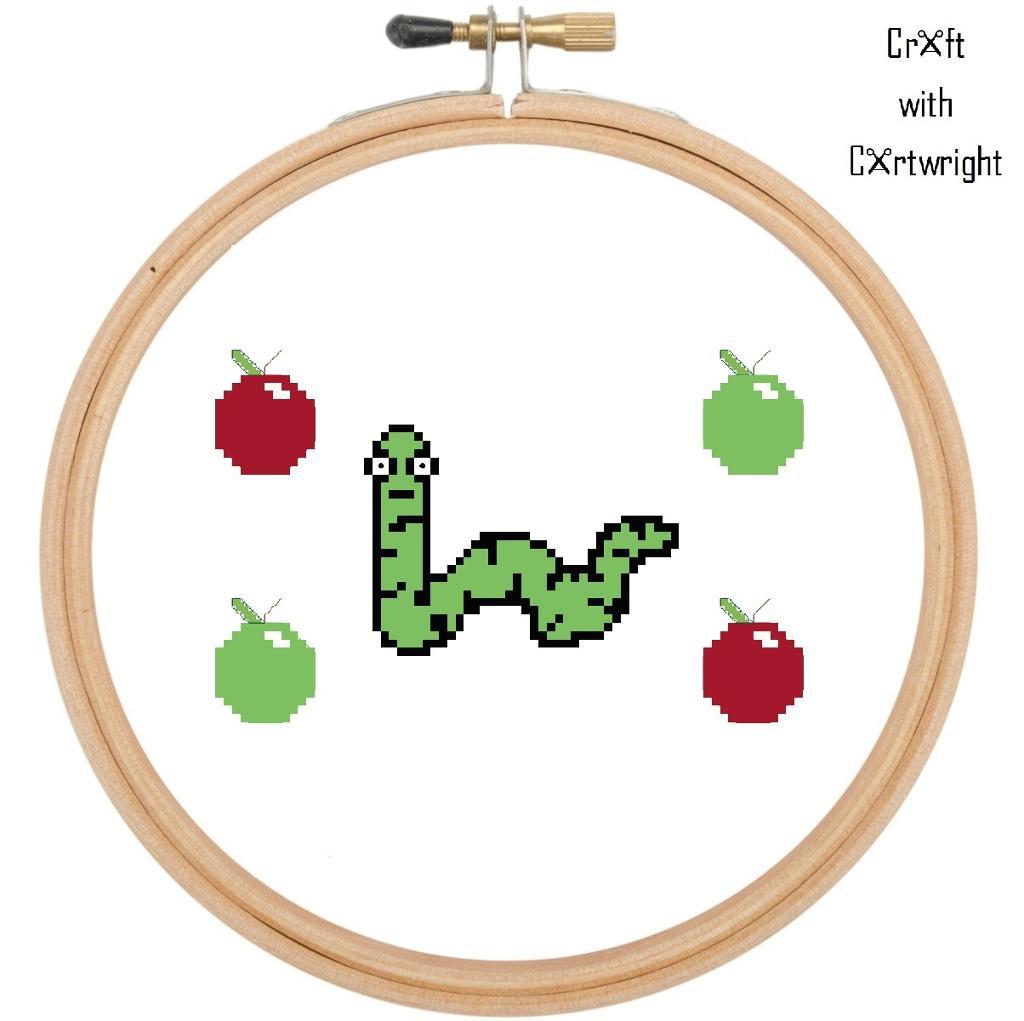 Bookworm Embroidery Pattern