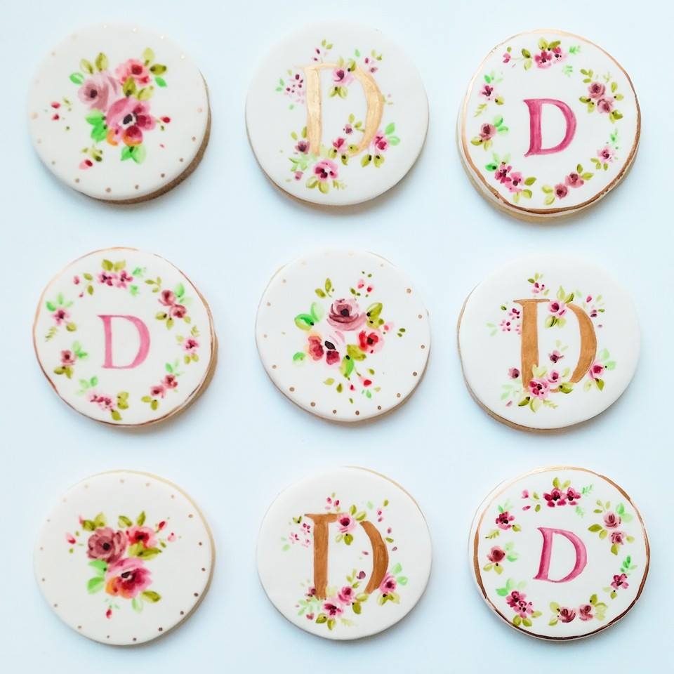 Nevie-Pie Cakes Hand Painted Monogram Cookies