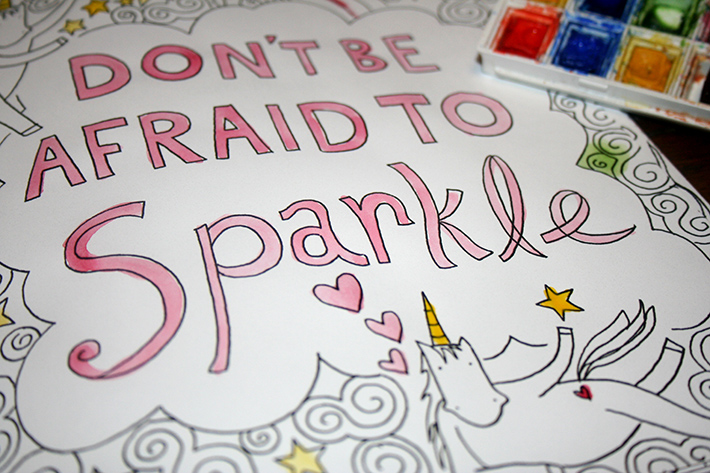 Watercolor on coloring book pages