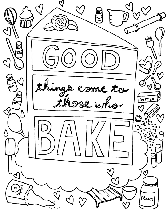 Coloring book page for cake decorators