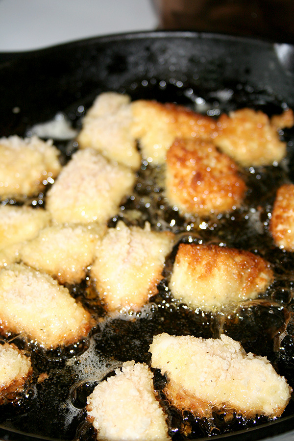 Nuggets frying in oil