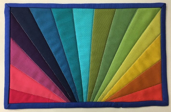 Finished Rainbow Mug Rug