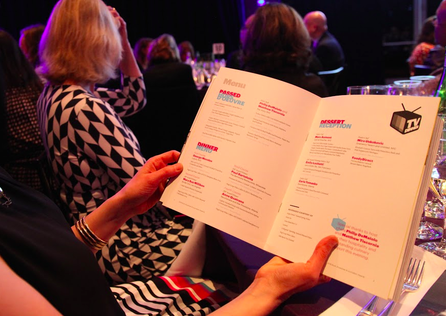 Menu for the 2016 James Beard Awards dinner