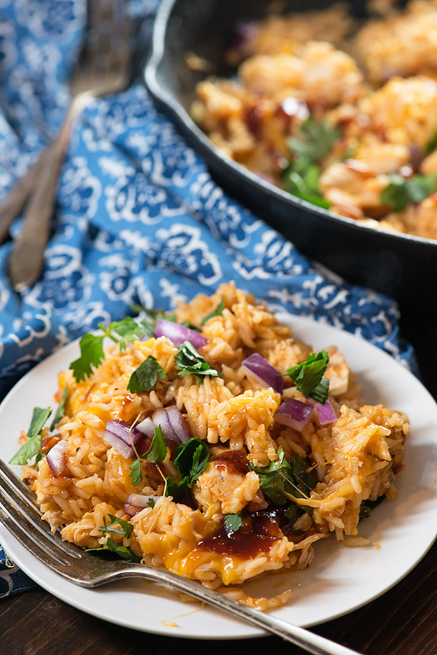 BBQ Chicken Pizza Rice Skillet