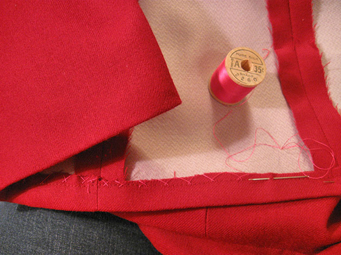 hidden hem sewn with silk thread