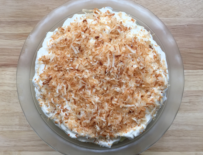 top pie with toasted coconut