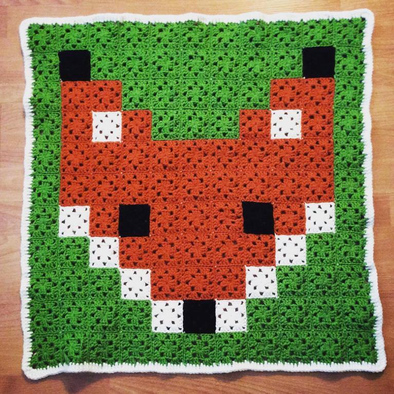 Granny Square Fox Blanket FREE Crochet Pattern