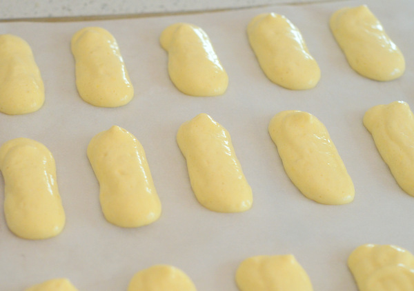 Piped Ladyfingers, Ready to Bake