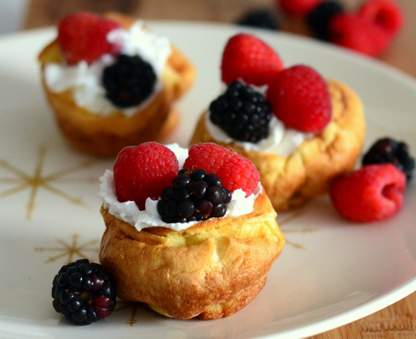 Pancake Cups Filled with Whipped Cream and Berries