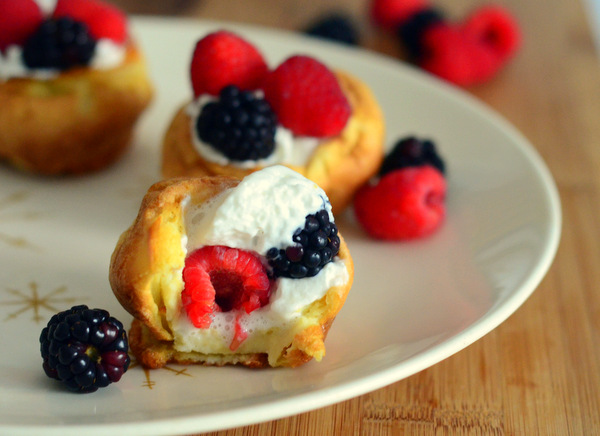 Pancake Cups Filled with Whipped Cream and Berries