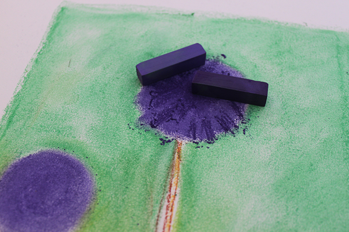 Blending pastels and drawing on top