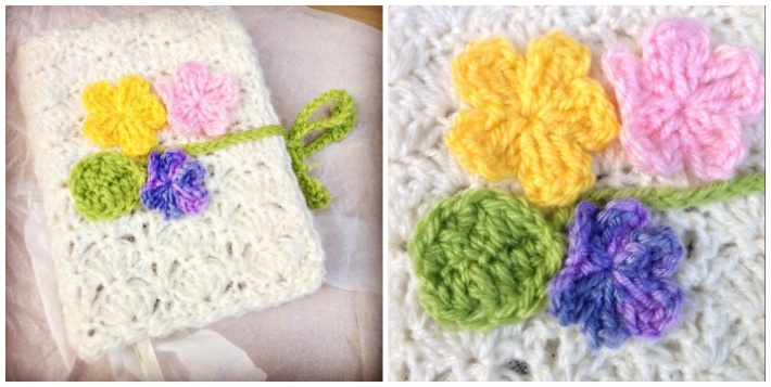 Crochet book cover Shell stitch pattern