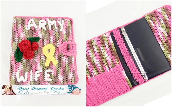 Crochet book cover ringbinder cover