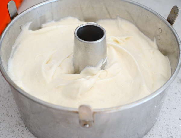 Angel Food Cake Batter in a Tube Pan