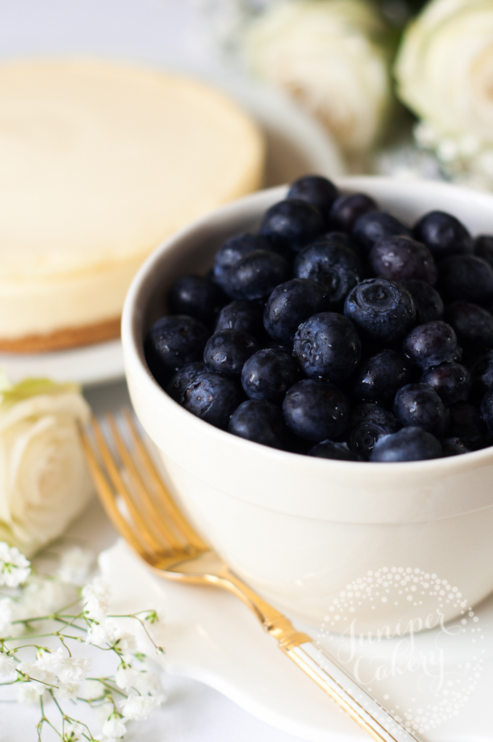 Add fresh berries and homemade curd or jam to easy decorate a cheesecake