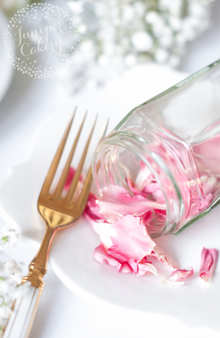 Use edible flower petals for a quick cheesecake decoration