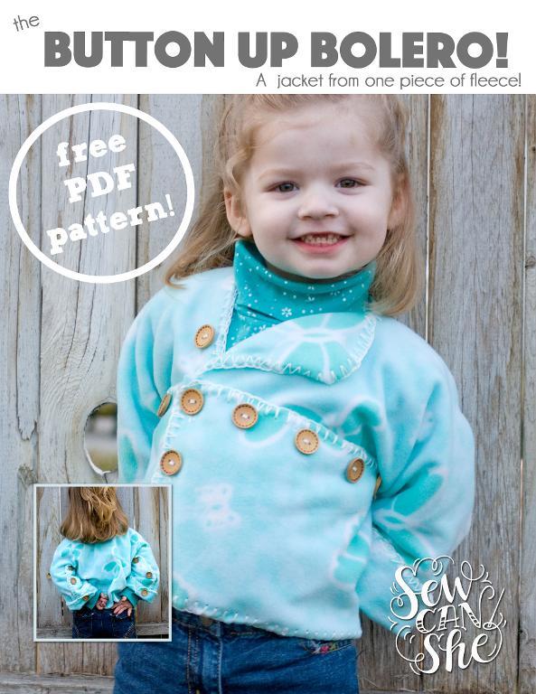 Button Up Bolero Fleece Jacket FREE Sewing Pattern