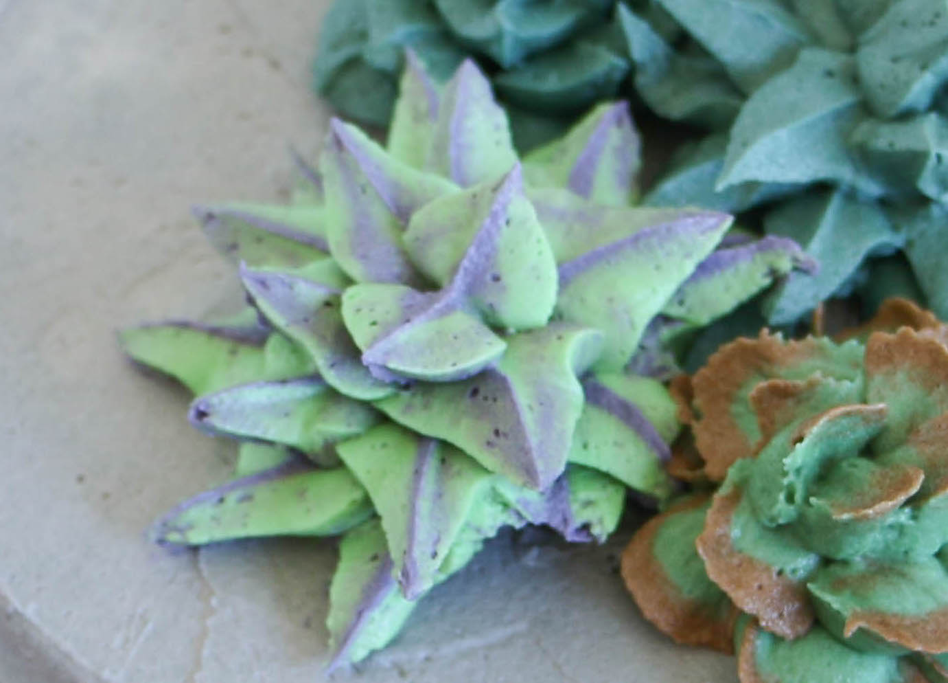 Green and Purple Spiky Buttercream Succulent