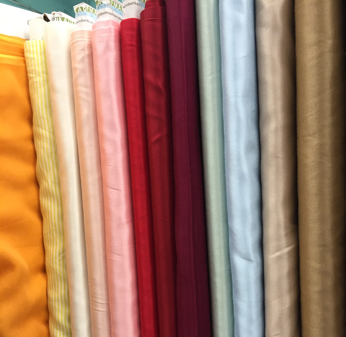 shelf with silk cotton fabrics
