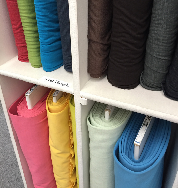 shelf with wool knits
