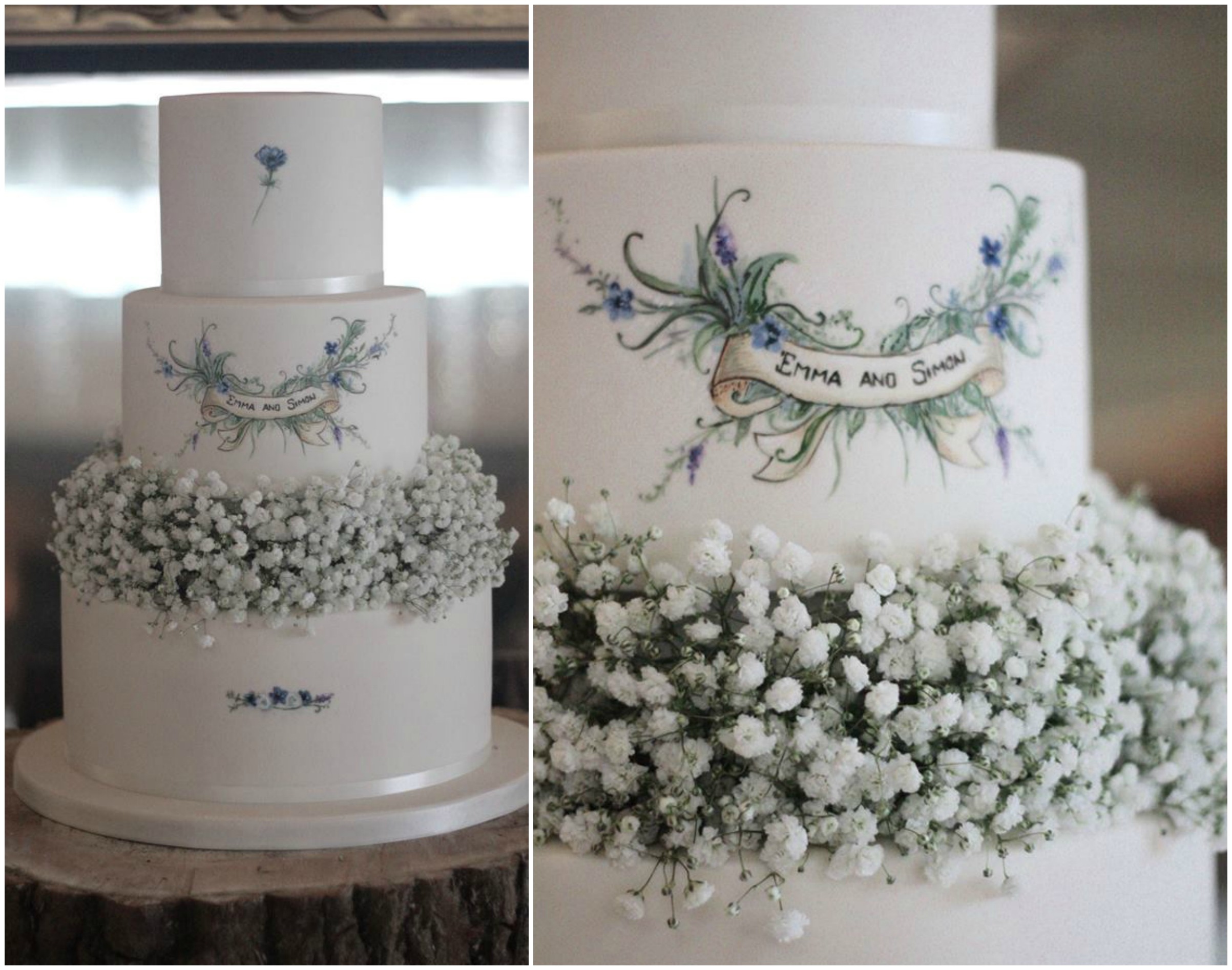 Babys Breath Banner Cake